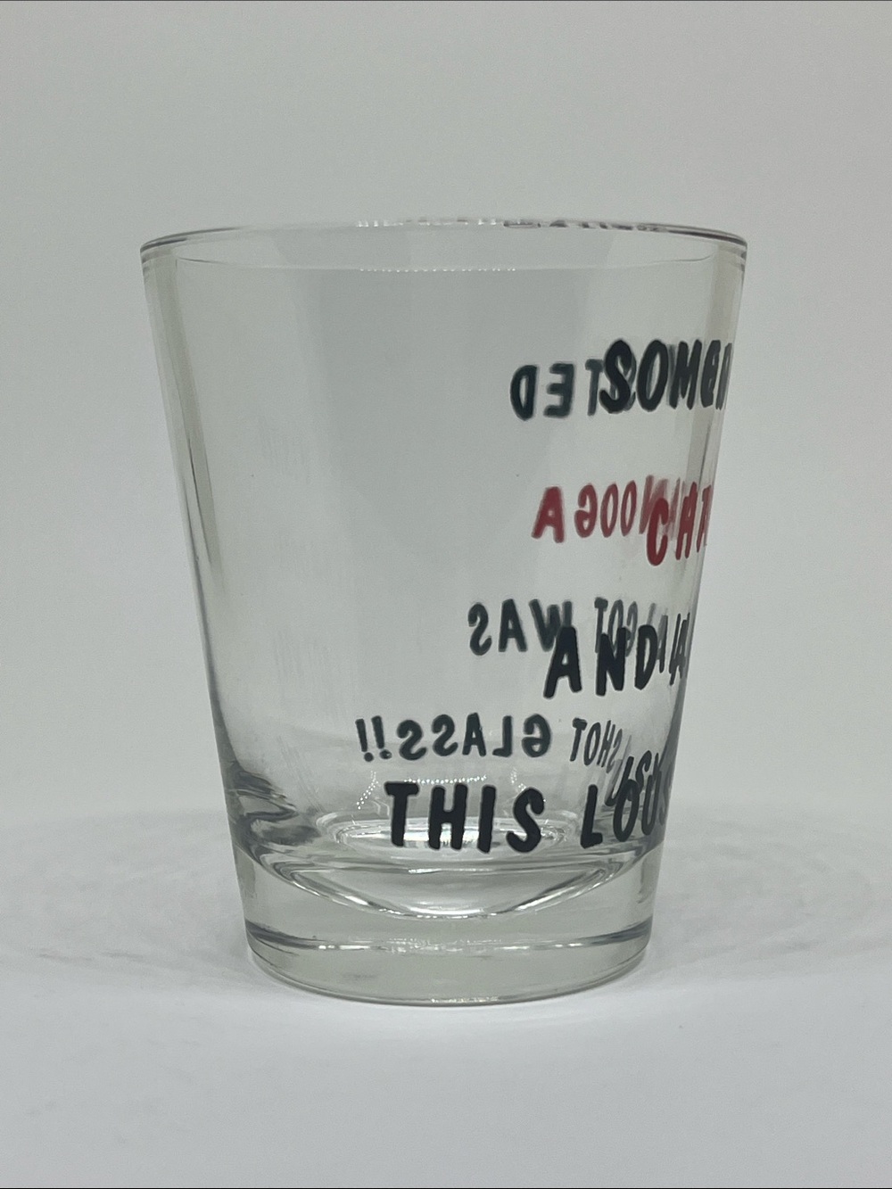 Clear Shot Glass with Red Chattanooga Lettering (Tennessee) - Picture 3 of 4